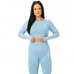 KRATKI CROP TOP (dugi rukav) IZA, svijetloplavi