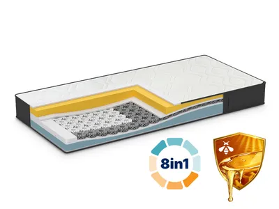 Madrac Dormeo iMemory S+ Silver Propolis 20 cm. 8 kombinacija tvrdoće, s propolisom, nagrađena Octaspring® tehnologija, 3 zone, dvostruka revirzibilna jezgra, memorijska pjena, srebrna vlakna