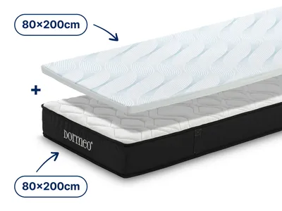Set 1x Madrac Dormeo iMemory S+ Silver 80x200 cm i 1x Dormeo Aloe Vera Vitalis 2u1 nadmadrac 5 cm 80x200 cm
