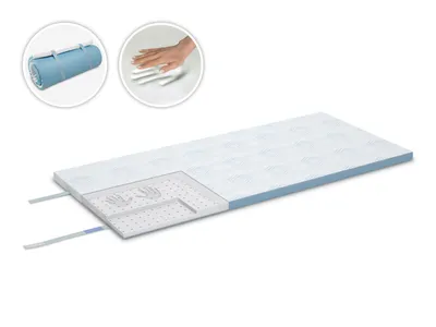 Memosan Ultimo Roll Up Nadmadrac 5+2 7 cm, potporna Ecocell® pjena, prilagodljiva i prozračna memorijska pjena, moov&cool tretman za vrhunsku termoregulaciju, idealno za menopauzu, upija dovoljno znoja za 5 „toplotnih valova“ po noći, trake za lako sprema