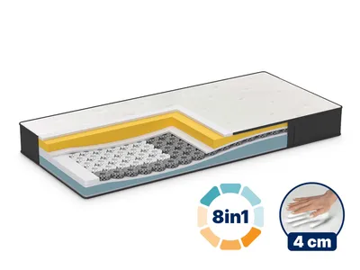 Madrac Dormeo iMemory S+ Silver Deluxe 22 cm. 8 kombinacija tvrdoće, 4 cm memorijske pjene, nagrađena Octaspring® tehnologija, 3 zone, dvostruka revirzibilna jezgra, memorijska pjena, srebrna vlakna