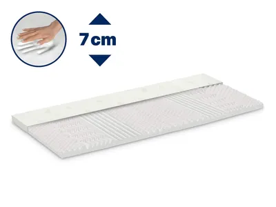 Dormeo Renew Natura Nadmadrac 7 cm, prilagodljiva i prozračna memorijska pjena, 7 zona udobnosti, prirodna Tencel™ Lyocell vlakna za vrhunsku termoregulaciju