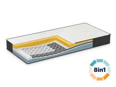 Madrac Dormeo iMemory S+ Silver 20 cm. 8 kombinacija tvrdoće, nagrađena Octaspring® tehnologija, 3 zone, dvostruka revirzibilna jezgra, memorijska pjena, srebrna vlakna