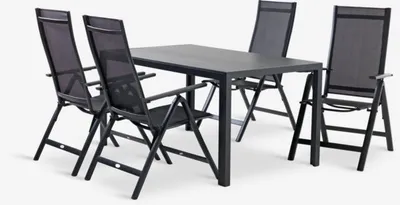 MADERUP D150 stol crna + 4 KRISTIANSTAD stolice zelena
