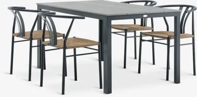 MARIELYST D150 stol siva + 4 TAGMARK stolice crna