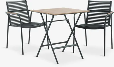 SANDVIKA D65 stol natur + 2 NABE stolice crna