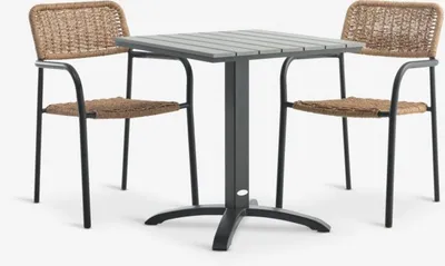 HOBRO D70 stol siva + 2 ORKANGER stolica natur