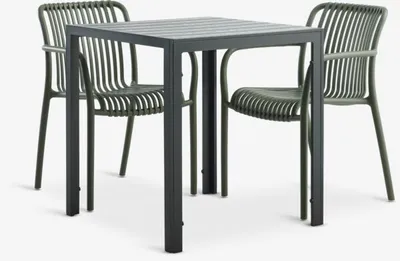 JERSORE D70 stol crna + 2 NABBEN stolice zelene