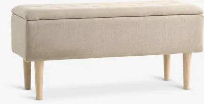 Klupa BADSTED prostor za odlaganje bež tkanina/boja hrasta