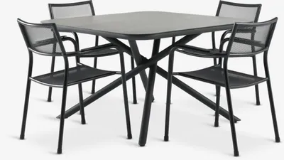 GOTHENBURG D120 stol siva + 4 HEMSEDAL stolice crna
