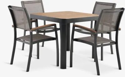 SIRDAL D91 stol tvrdo drvo + 4 SIRDAL stolice siva