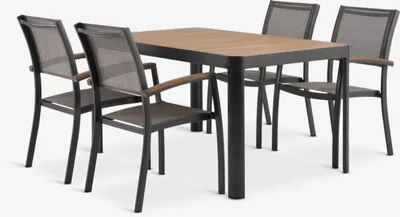 SIRDAL D150 stol tvrdo drvo + 4 SIRDAL stolica siva