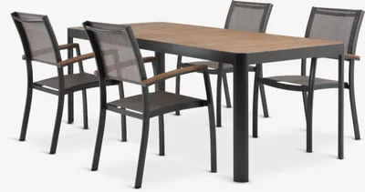 SIRDAL D211 stol tvrdo drvo + 4 SIRDAL stolice siva