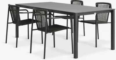 LANGET D207 stol crna + 4 KRISTIANSTAD stolica zelena