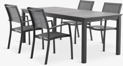 MOSS D214/315 stol + 4 STRANDBY stolice siva