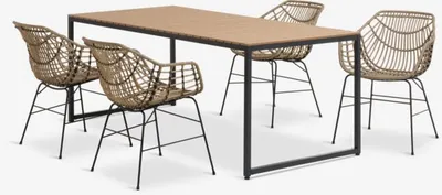 DAGSVAD D190 stol natur + 4 NABE stolica crna