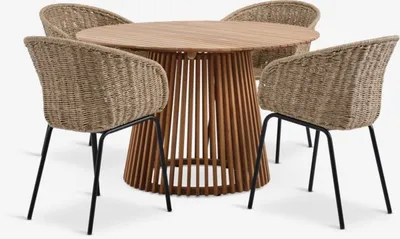 UDBYNEDER Ø120 Teak + 4 TUERNE natural