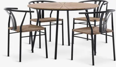 RANGSTRUP Ø110 stol natur/crna + 4 TAGMARK stolica