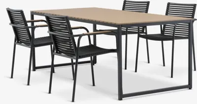 DAGSVAD D190 stol natur + 4 NABE stolica crna