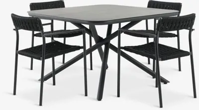 GOTHENBURG D120 stol siva + 4 HAGLEBU stolice crna