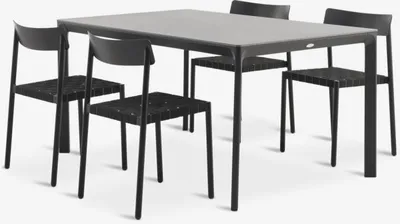 KUMLA D150 stol siva + 4 HAGLEBU stolice crna