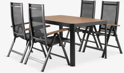 SIRDAL D150 stol tvrdo drvo + 4 SIRDAL stolice siva