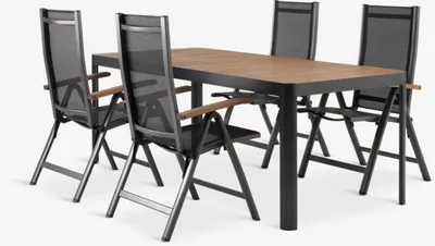 SIRDAL D211 stol tvrdo drvo + 4 SIRDAL stolice siva