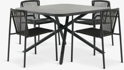 Stol GOTHENBURG D120 siva + 4 stolice KRISTIANSTAD zelena