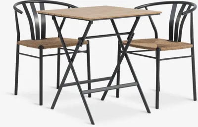 SANDVIKA D65 stol natur + 2 TAGMARK stolice crna