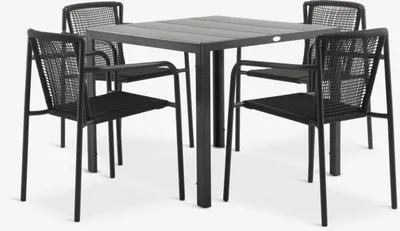 MADERUP D90 stol crna + 4 KRISTIANSTAD stolica zelena