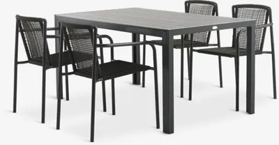 MADERUP D150 stol crna + 4 KRISTIANSTAD stolice zelena