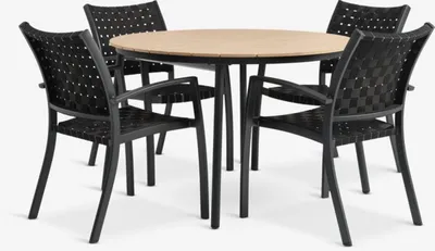 AKTIVEN D118/168 stol natur + 4 HAGLEBU stolica crna