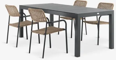 TYDAL D208/272 stol crna + 4 ORKANGER stolice natur