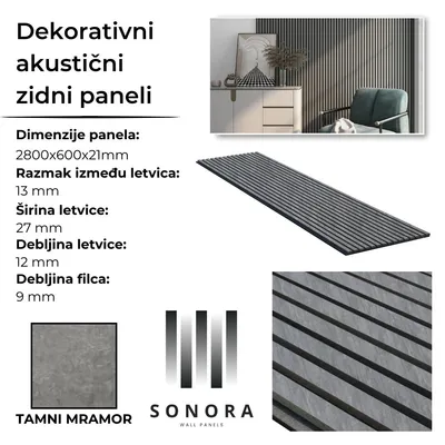 Dekorativni Akustični Panel, tamni mramor, mod. 1 – Contego d.o.o.