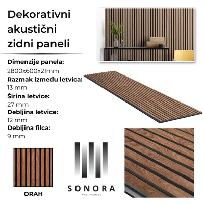 Dekorativni Akustični Paneli, orah, mod. 16 – Contego d.o.o.