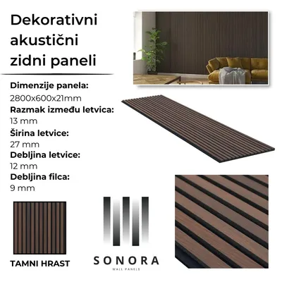Dekorativni Akustični Paneli, tamni hrast, mod. 21 – Contego d.o.o.