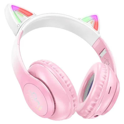 SLUSALICE BEZICNE SA MIKROFONOM W42 CAT EARS CHERRY HOCO