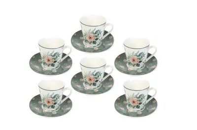 PORCELAN SET ZA KAFU 6_1(ZEL_CVIJECE) JH-150V-140 SIGMA