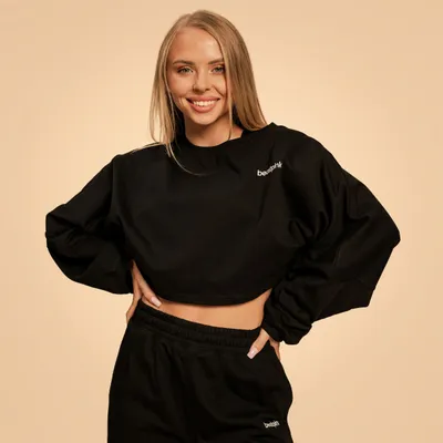 Ženska dukserica Cropped Bliss Black - BeastPink