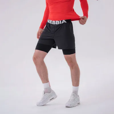Muške kratke hlače Double-Layer Black - NEBBIA
