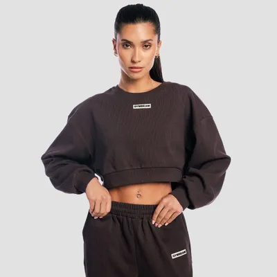 Ženska Cropped dukserica Aura Tee Brown - GymBeam