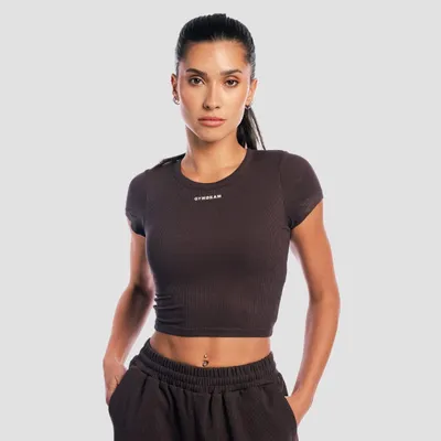 Ženski Crop Top Aura Tee Brown - GymBeam