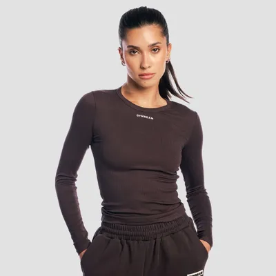 Ženska majica dugih rukava Aura Tee Brown - GymBeam
