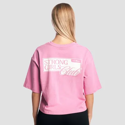 Ženska majica Girls Club Boxy Pink - GymBeam
