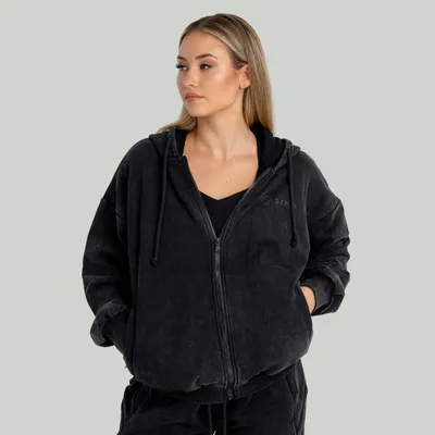Ženska dukserica Zip Up Washed Black - STRIX