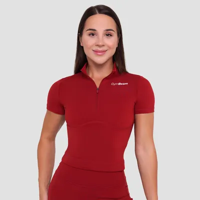 Ženska majica Ignite Cropped Dark Red - GymBeam