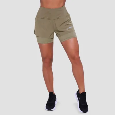 Women‘s Pulse Running shorts 2in1 Vetiver - GymBeam