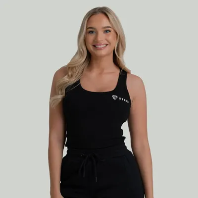 Ženska majica bez rukava Ribbed Black - STRIX