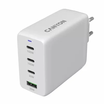 Canyon punjač CU100ACC GaN 100W 3x USB-C + 1x USB-A PD/QC bi