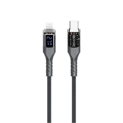 Gigatech kabal za punjenje XB818 1m 27W Type C - lightning, led display, sivi